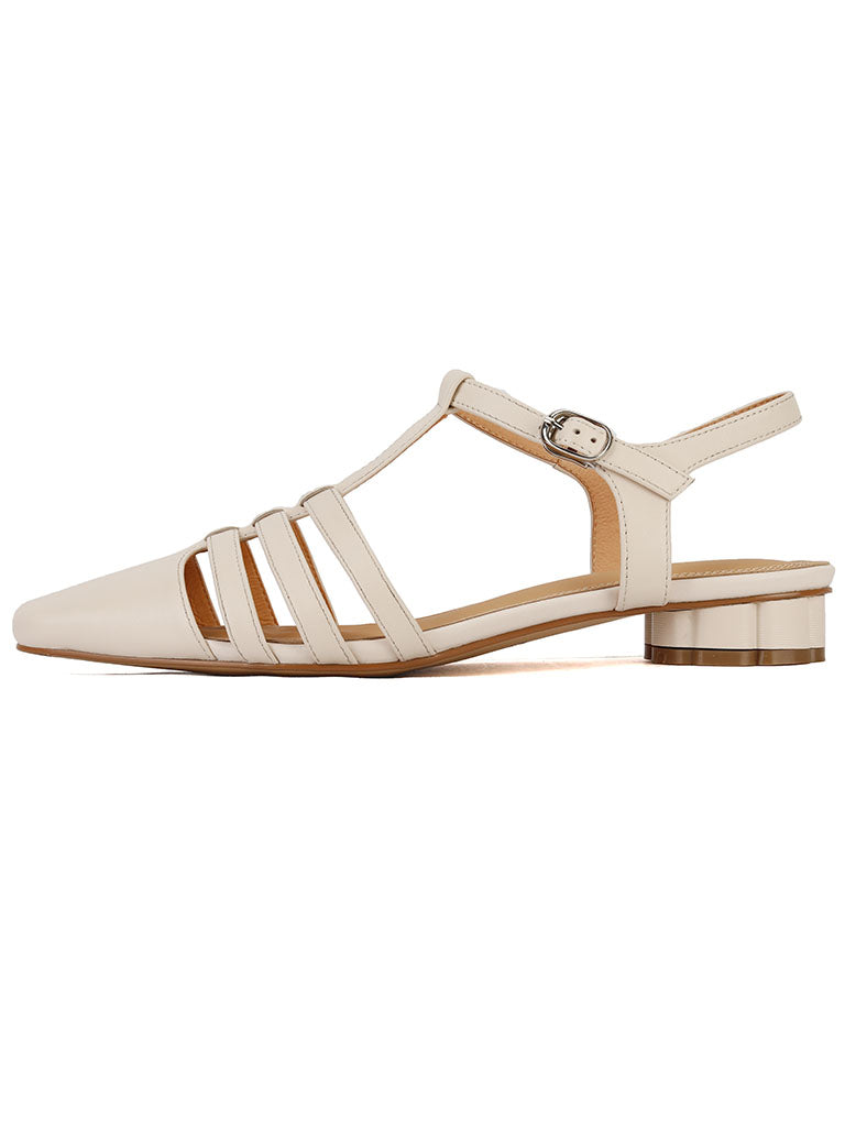 Flats Sandals Round Toe Hollow Belt Leather Vintage Shoes
