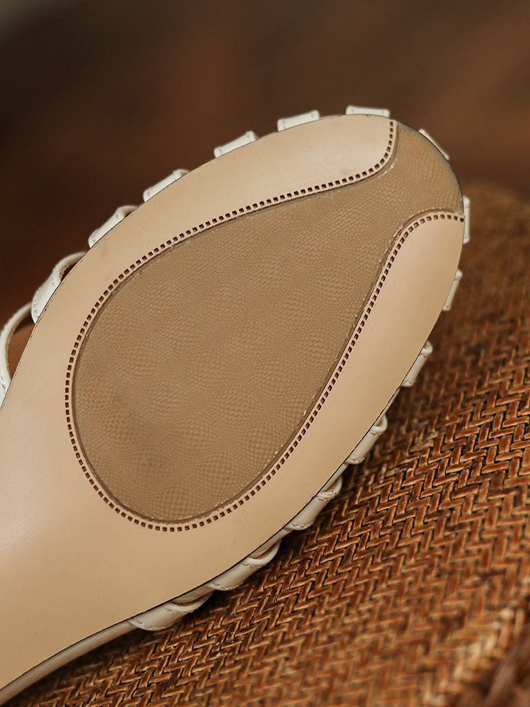 Flats Sandals Pointed Toe Hollow Belt Leather Vintage Shoes
