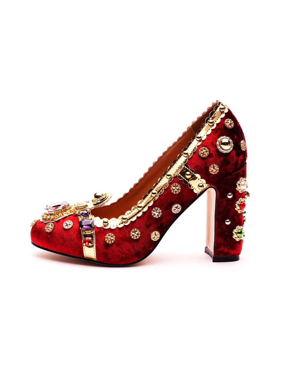 10CM Luxury Pearls And Diamonds Chunky Heels Retro Shoes