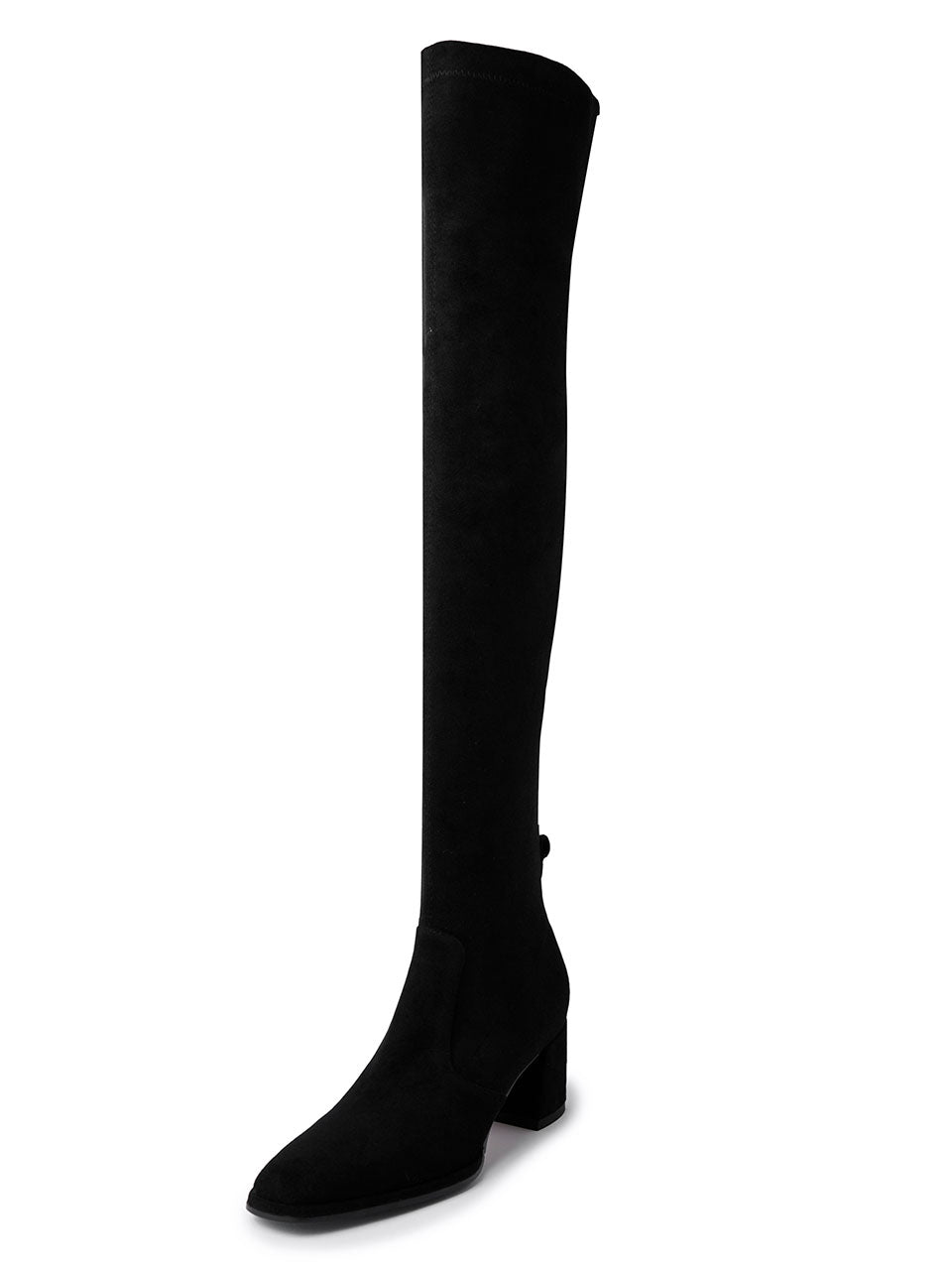 Chunky Heel Suede Knee High Boots