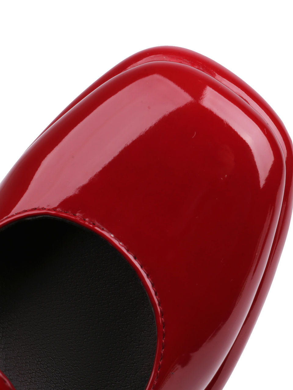 8CM High Heel Wine Red Square-Toe Platform Mary Jane Pump