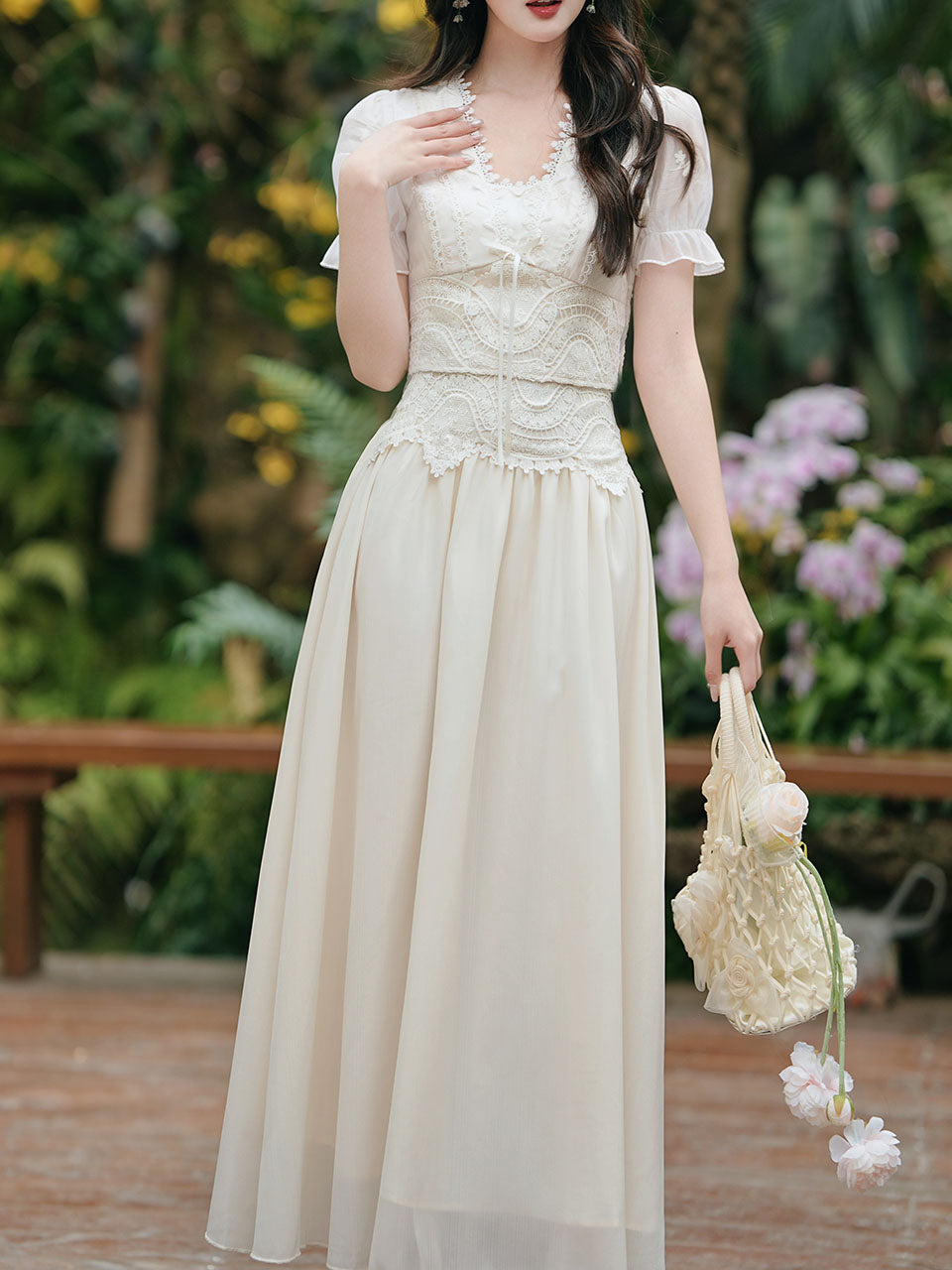 Retro Lace Top & Bodycon Fish Tail Midi Skirt 2-Piece Suit