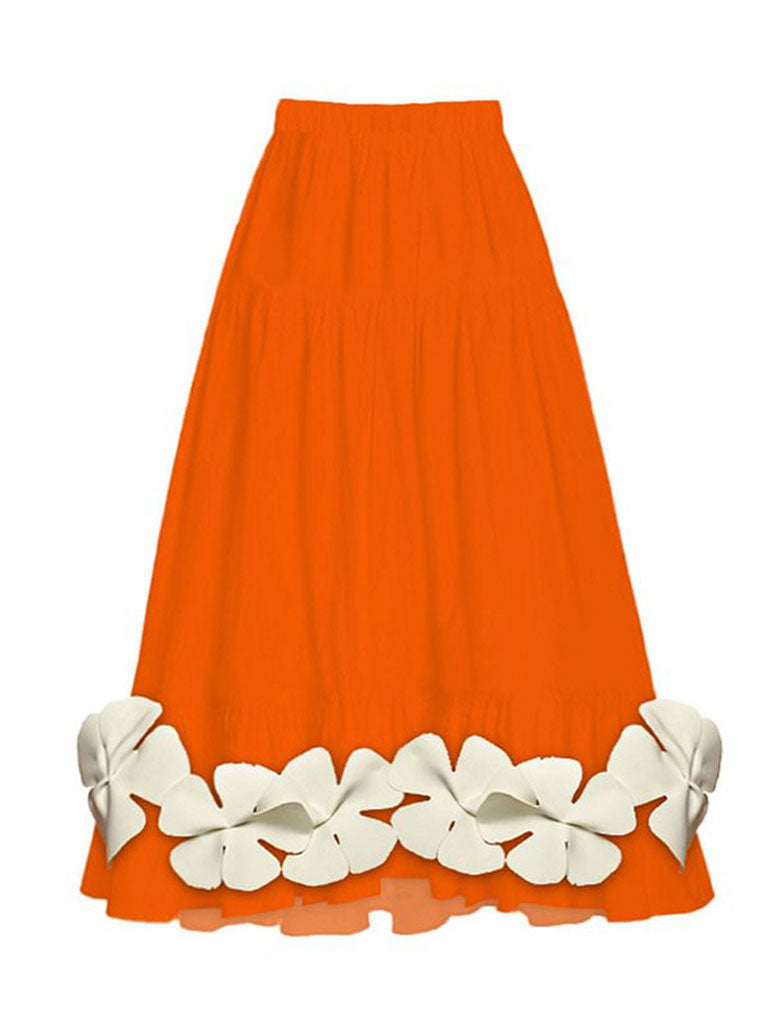 Orange And White Flower One Piece