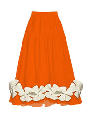 Orange And White Flower One Piece