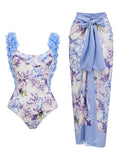 2PS Blue Flower One Piece