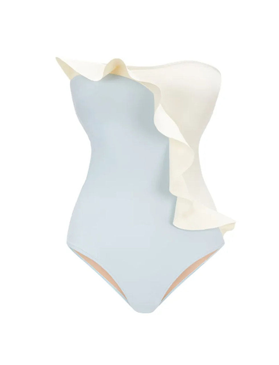 Blue Retro Style Ruffles One Piece