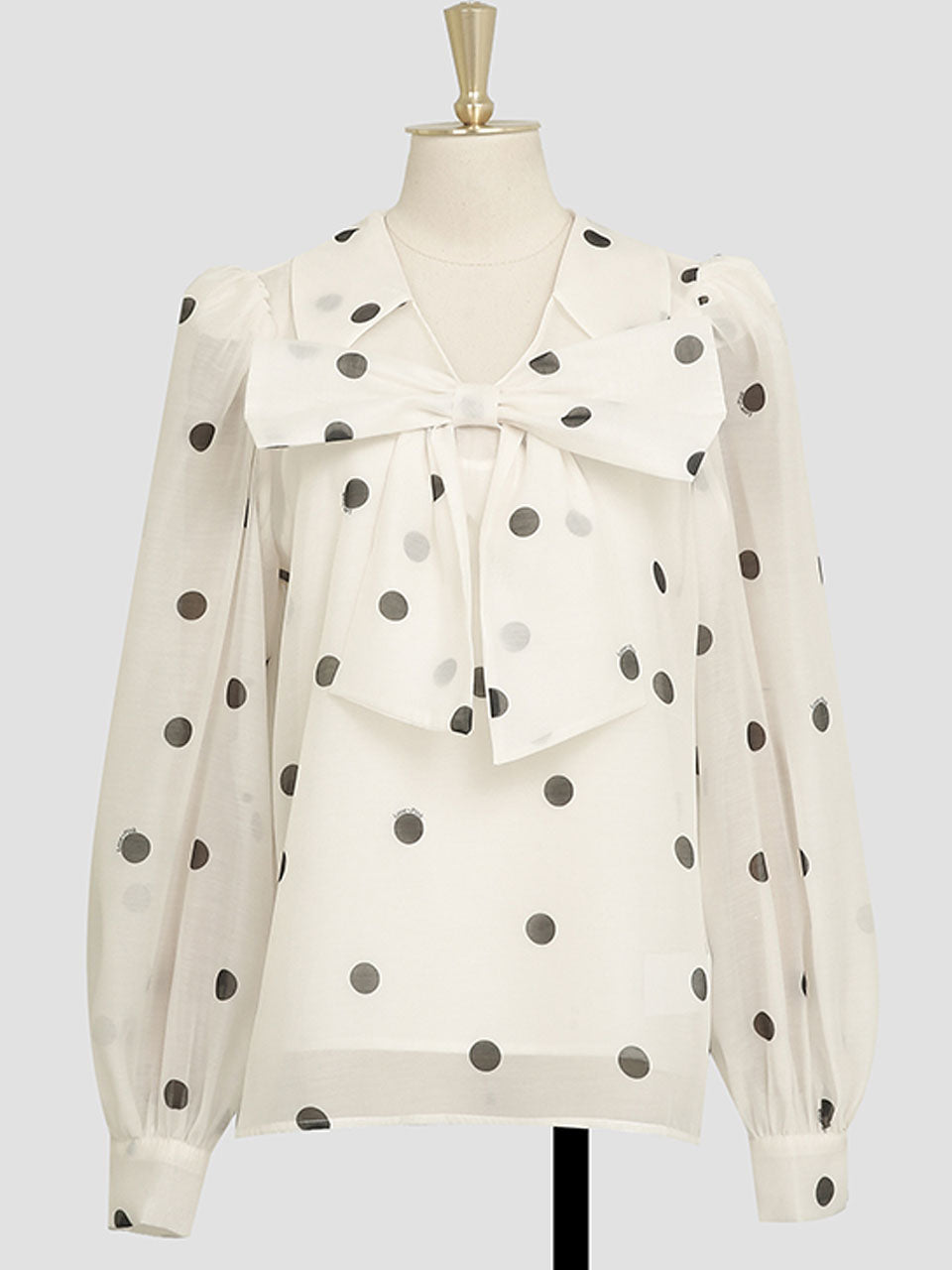 2PS White Polka Dots Long Sleeve 1950S Vintage Classic Top And Black Mini Pleated Skirt Suit