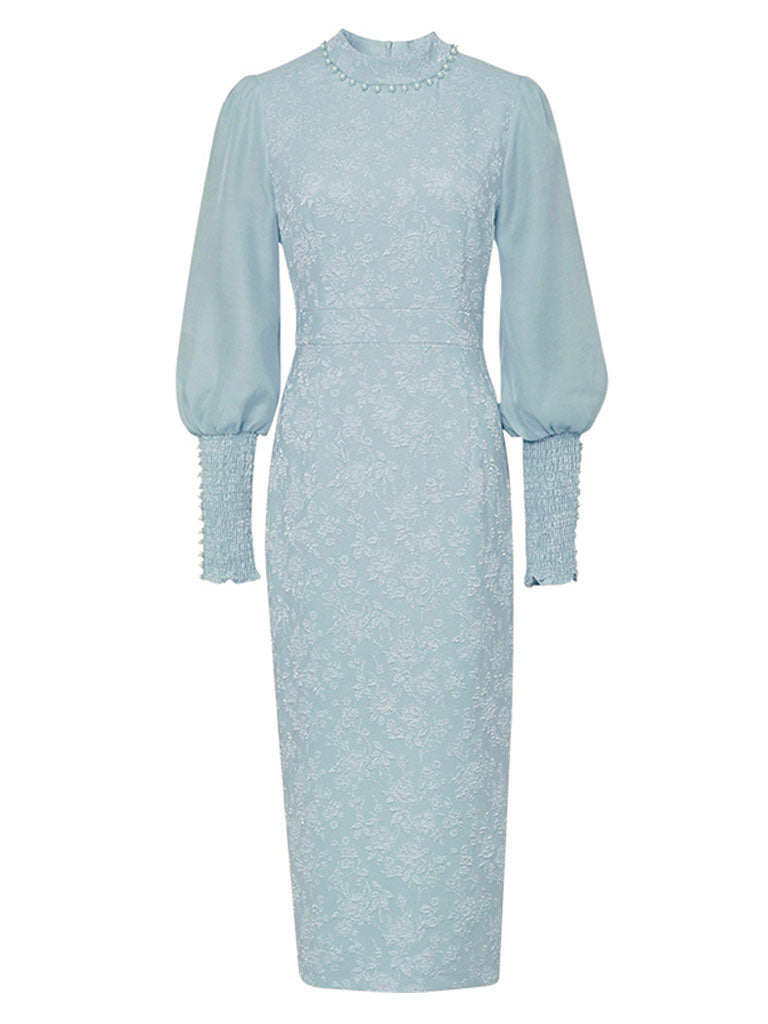 Jacquard Lantern Sleeve 1940S Vintage Dress
