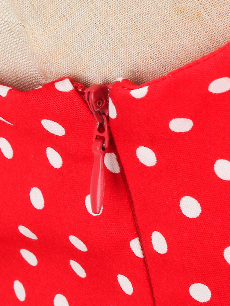 Red And White Polka Dots Vintage Halter 1950S Dress