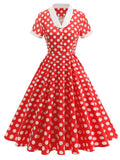 Tuxedo Collar Polka Dots 1950S Dress