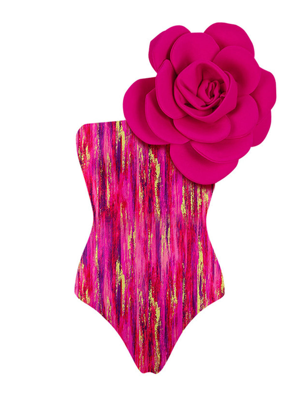 Rose One Shoulder Flower Swimsuit