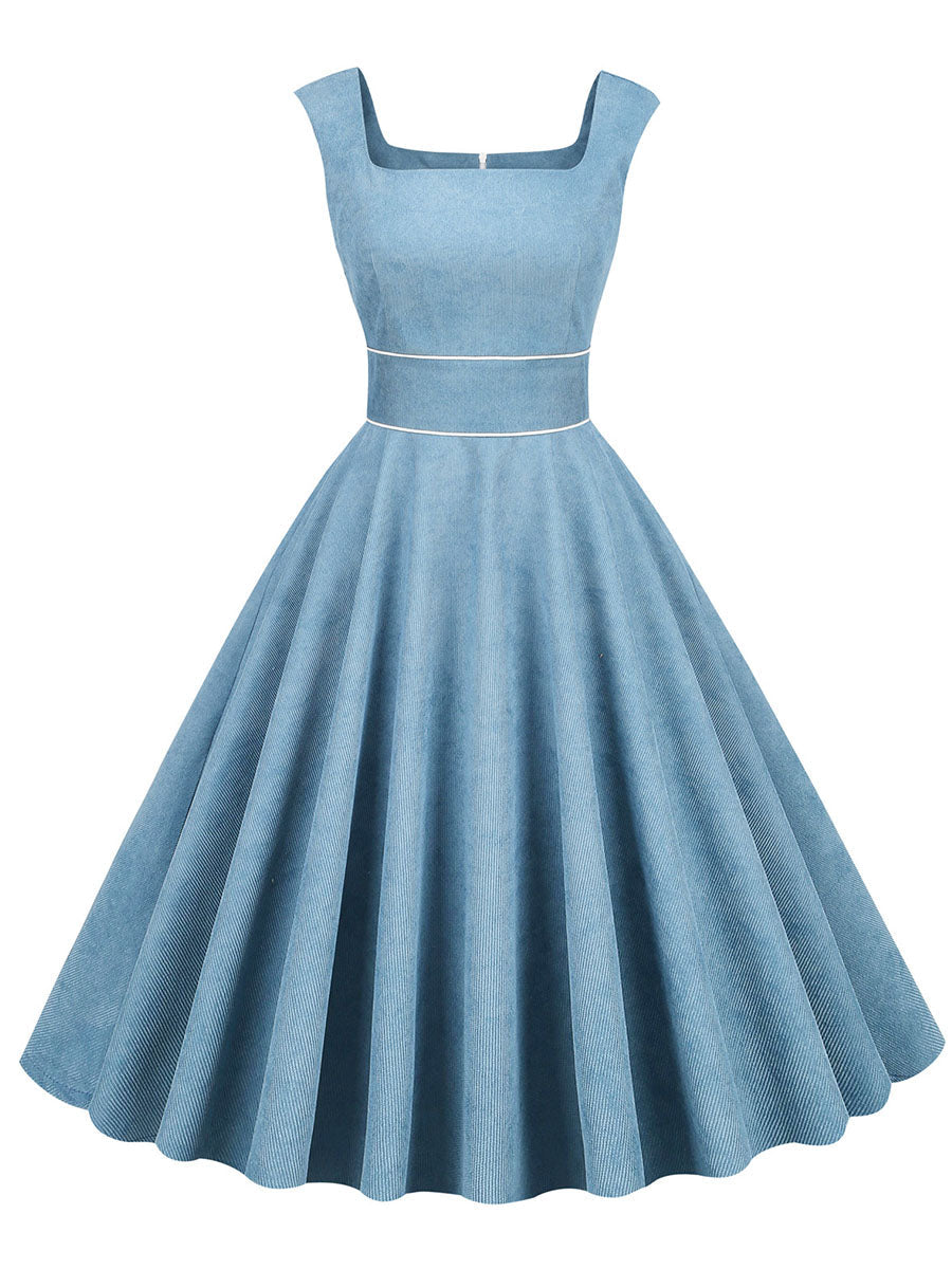 Light Yellow Corduroy Sleeveless 1950S Vinatge Dress