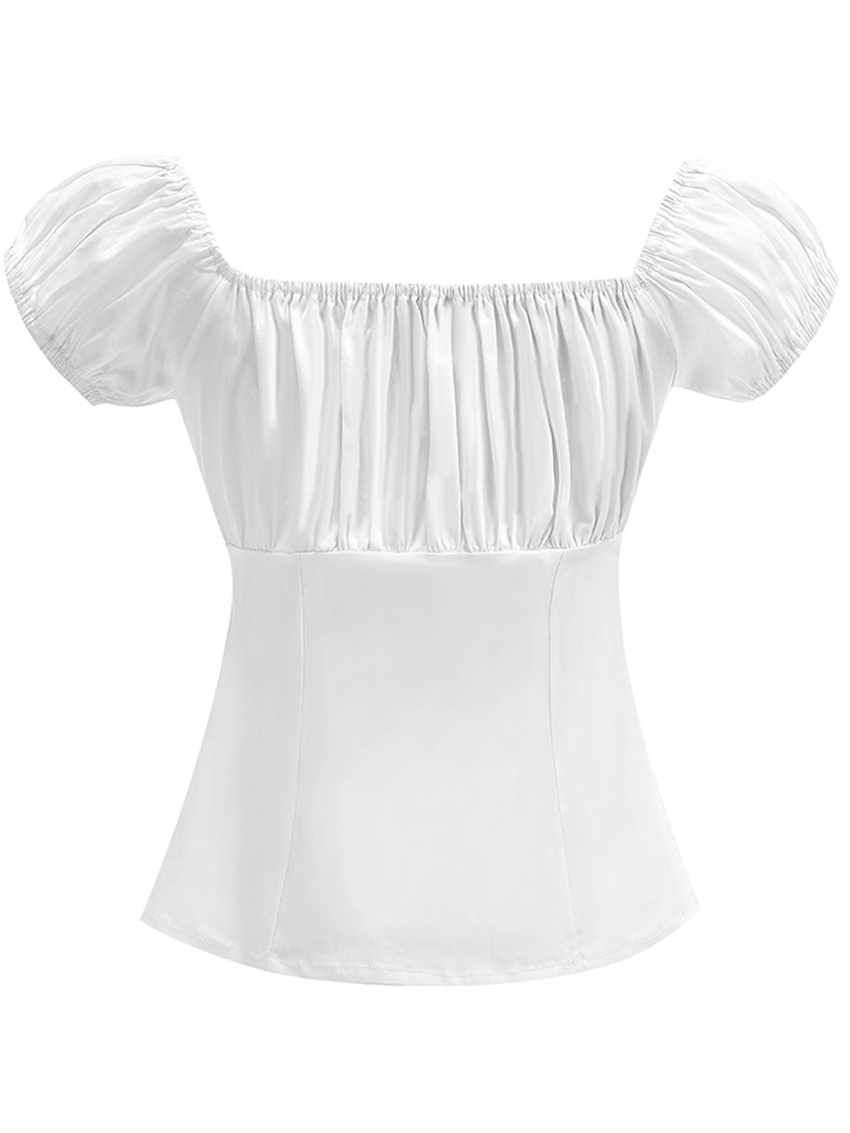 Regencycore 1950s Puff-Sleeve Ruched Top