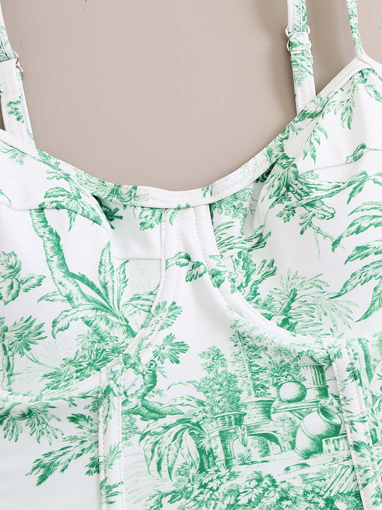 Romantic Floral Print Strap One Piece