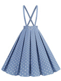 Polka Dots High Waist Audrey Hepburn Style Cocktail Suspender Swing Skirt