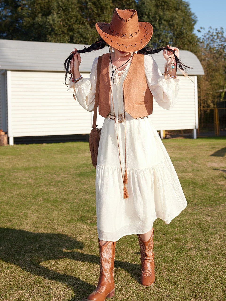 Bohemian White Ruffles Cotton Maxi Dress