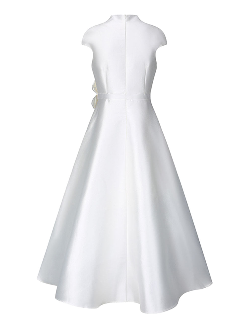 White Satin Cap Sleeve Dress for Wedding Midi Dress