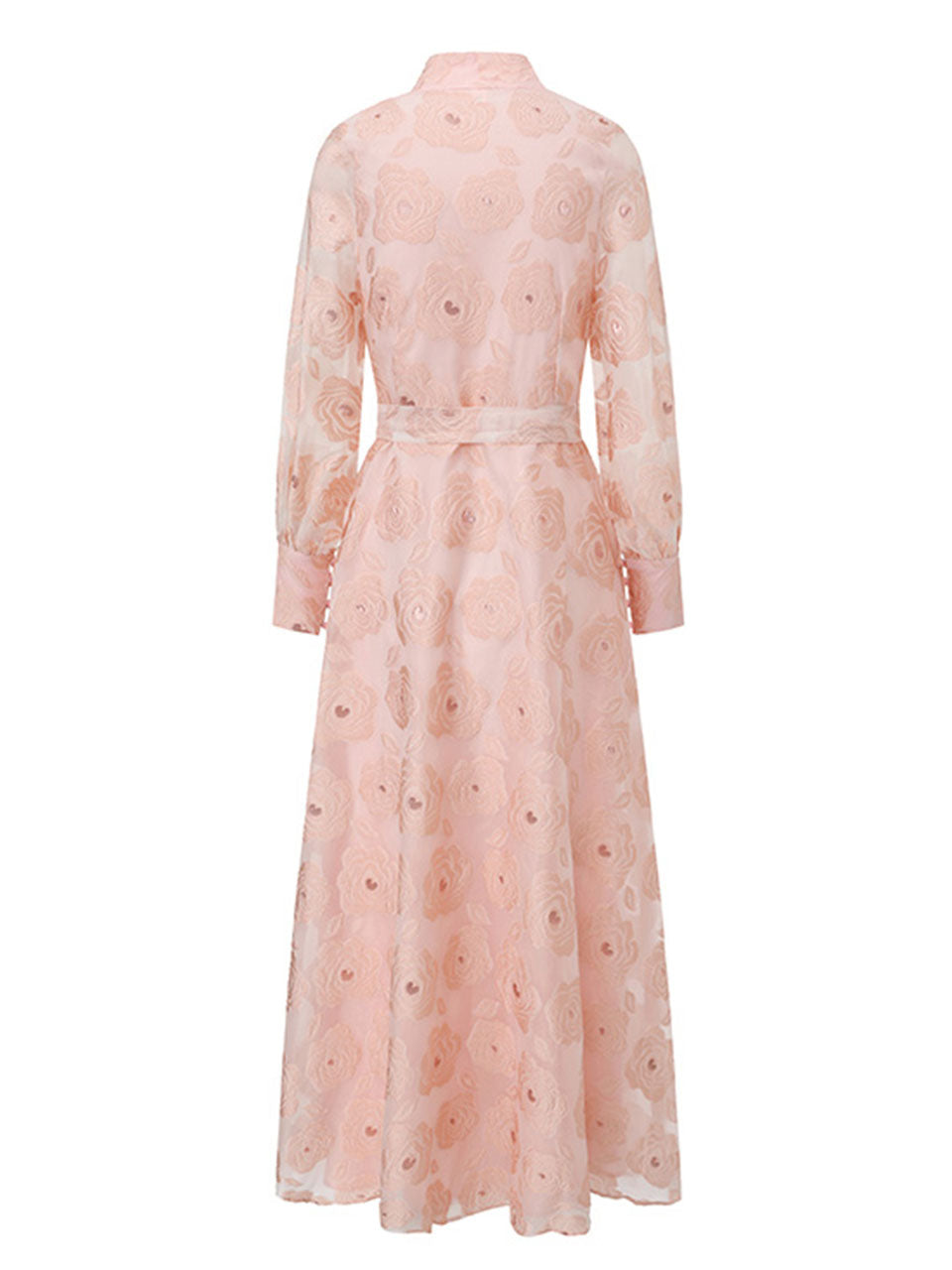 1970s Orange Lace Mandarin Collar Maxi Dress