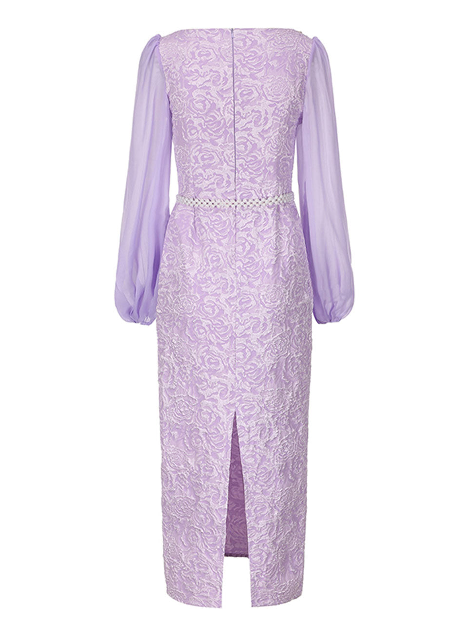 Purple Square Neck Jacquard Bodycon Midi Dress