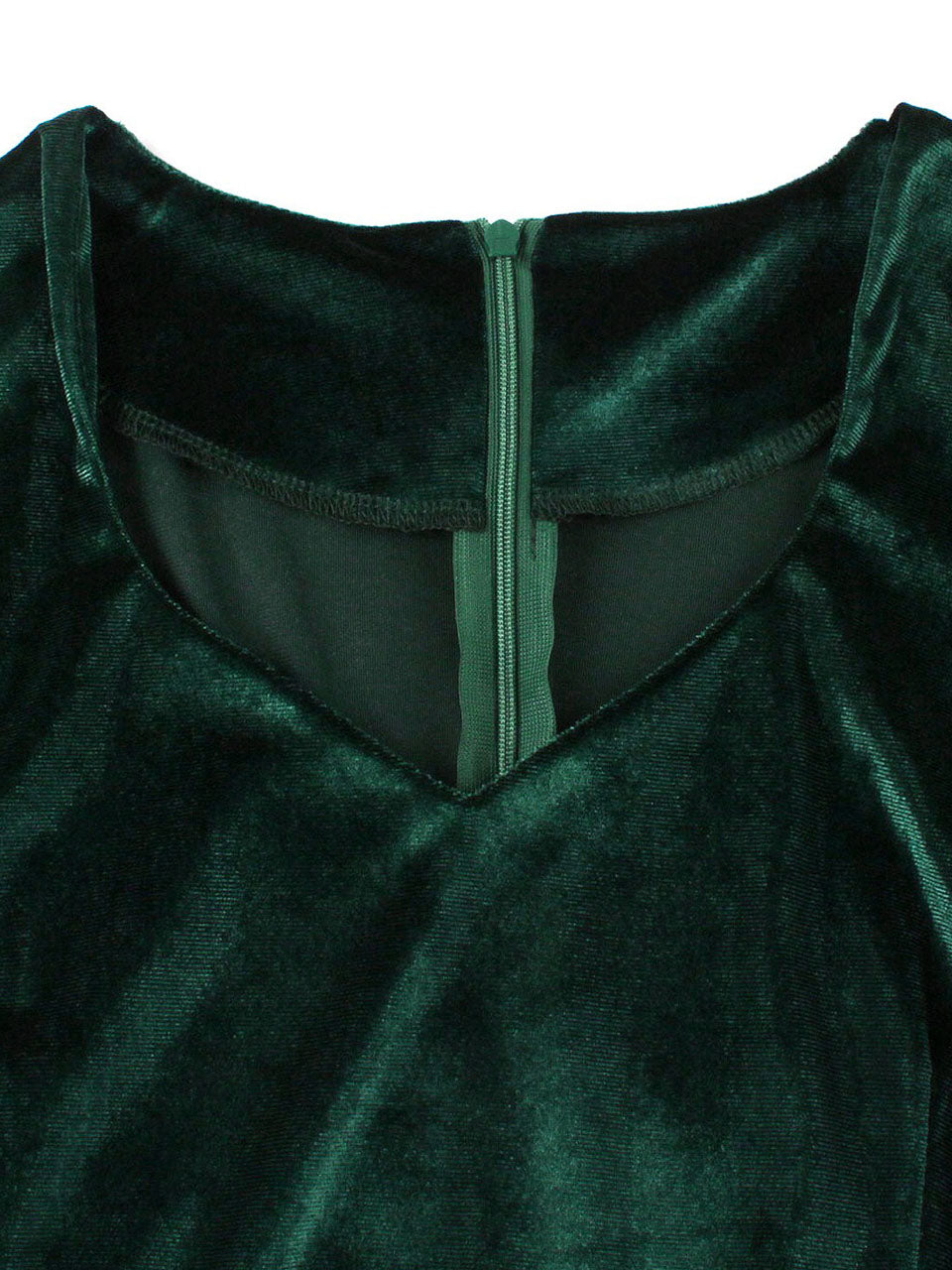 Christmas Green V Neck Velvet 1950S Vintage Swing Dress