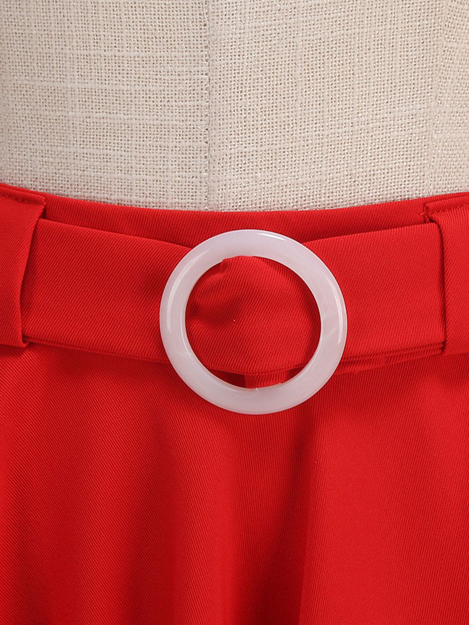 1950s Red High Waist Pleated Swing Vintage Skirt