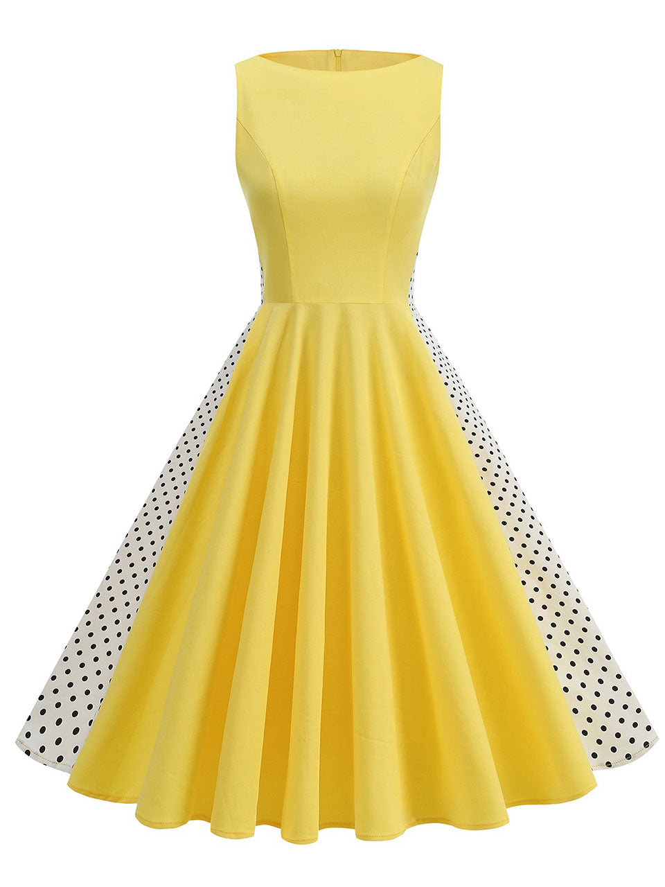 1950s Vintage Polka Dot Sleeveless Retro Swing Dress
