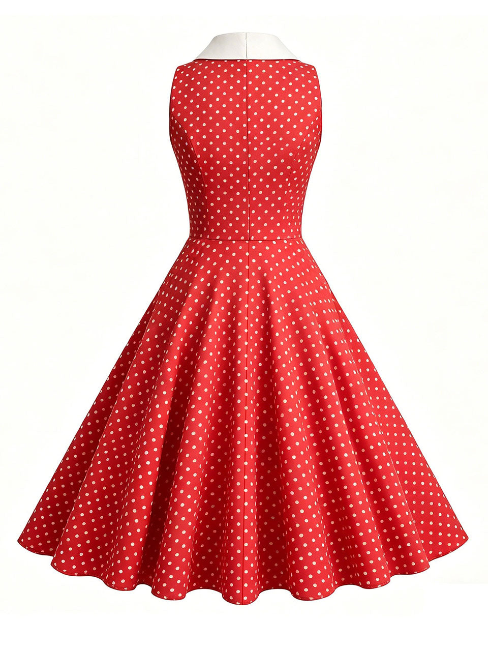 1950s Vintage Polka Dots Sleeveless Retro Swing Dress