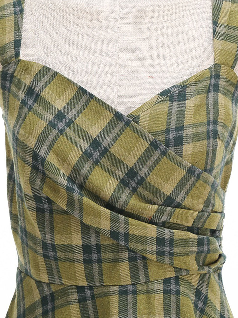 Clueless Inspired Yellow V Neck Plaid Vintage Dress