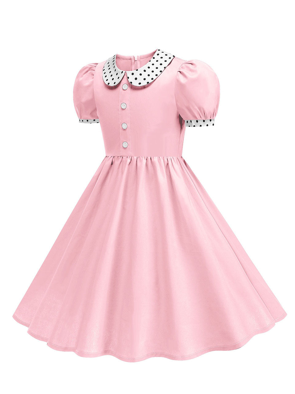 Kids Little Girls' Dress Peter Pan Short Sleeve Cotton 1950S Vintage Dress