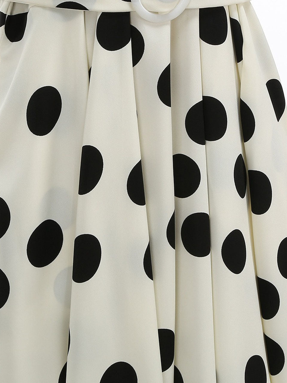 1950s Vintage Audrey Hepburn Style White Polka Dots Swing Dress