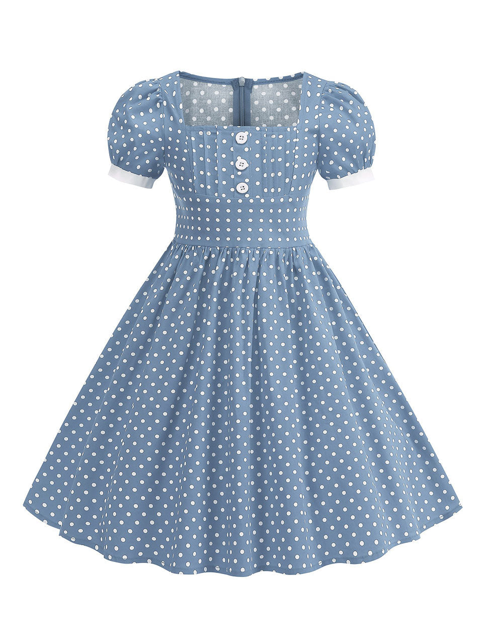 Kids Little Girls' Dress Square Neck Polka Dots Puff Sleeve Cotton 1950S Vintage Dress
