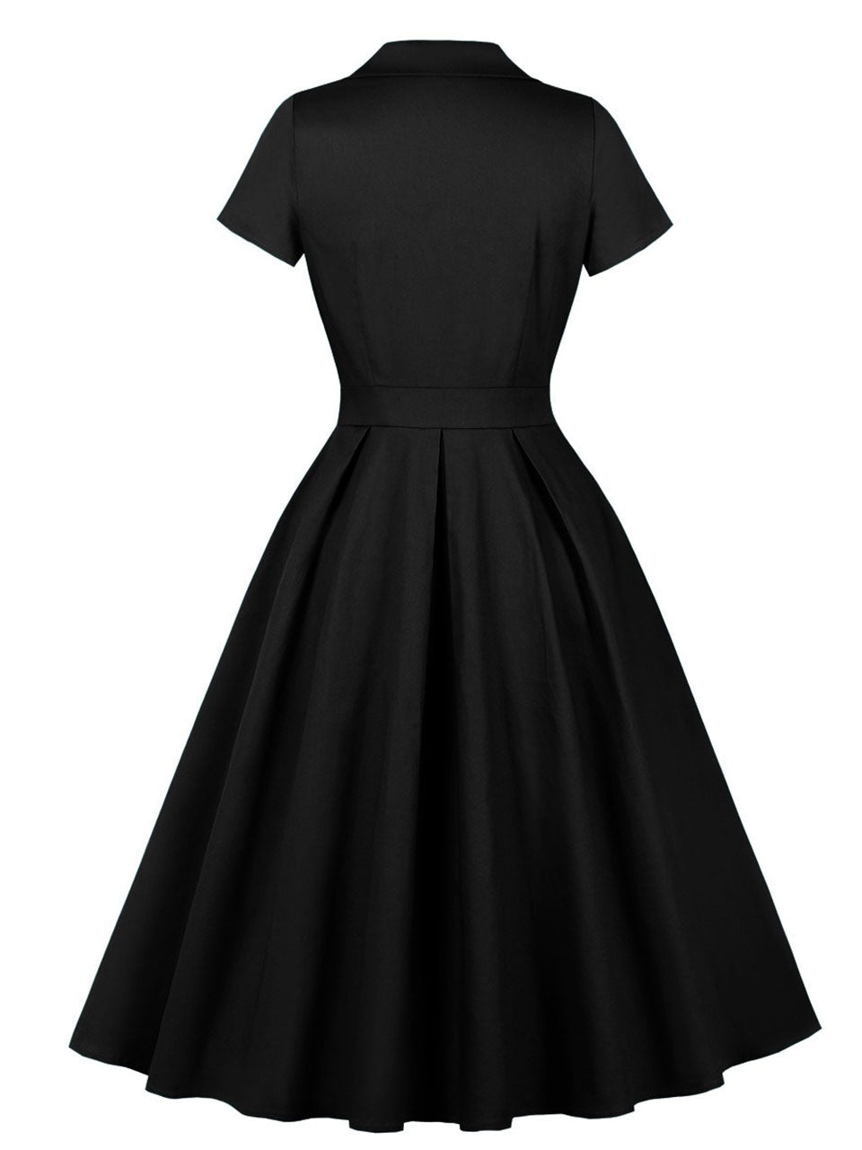 1950s Teal Blue Retro Double Breasted Lapel Collar Swing Dress