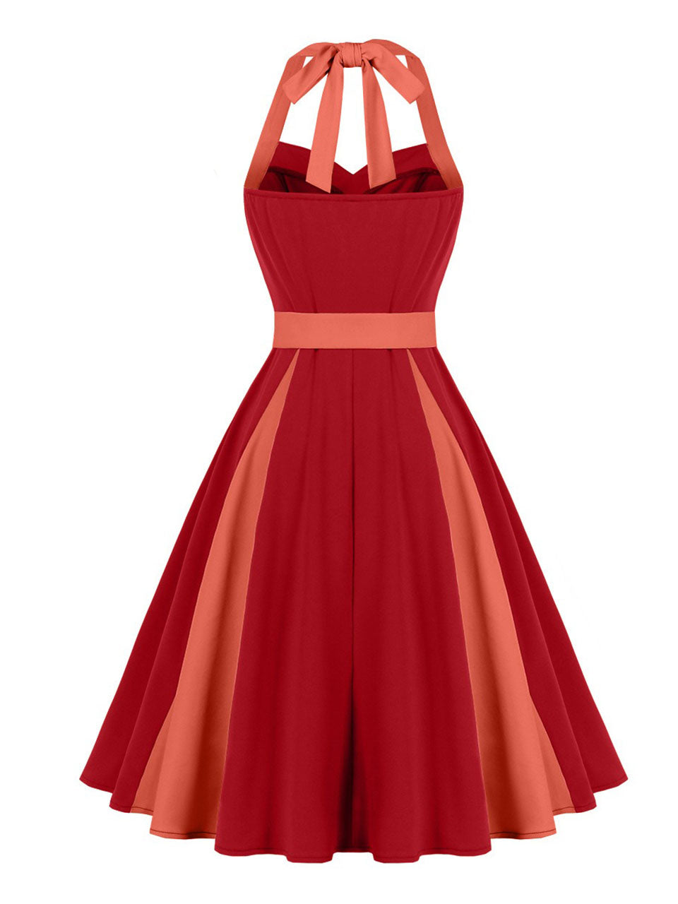 Barbiecore Pink Two-Tone 1950s Sweetheart Halter Neck Swing Dress