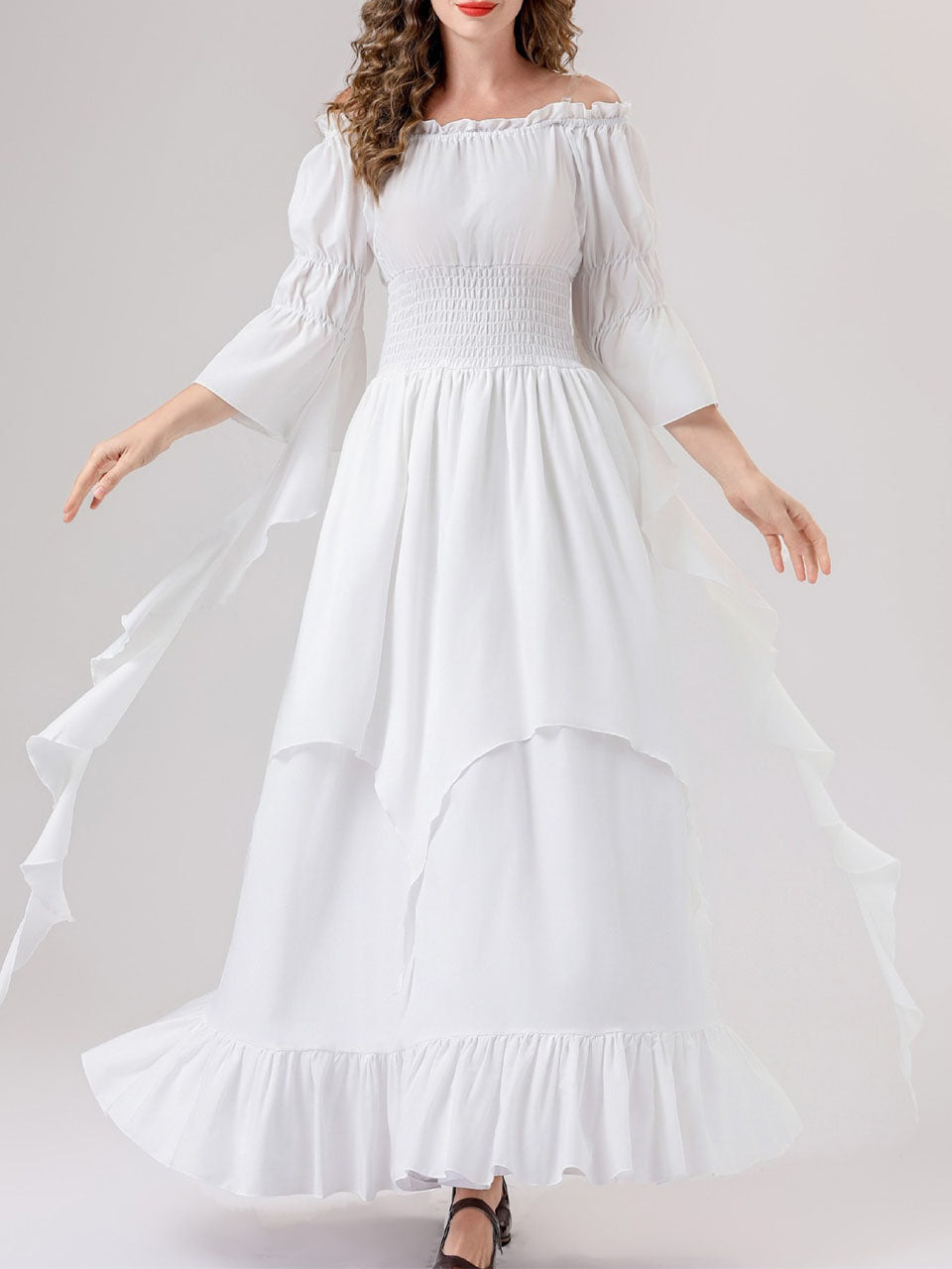 White Renaissance Mushroom Medieval Edwardian Dress