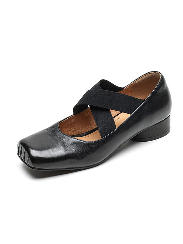 Strappy High Heels Mary Jane Shoes  Ballet Genuine Leather Shoes