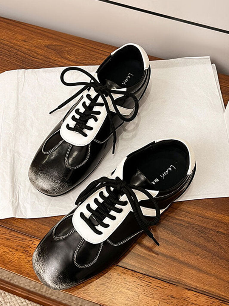 Balletcore Round Toe Ribbon Grey Sneakers