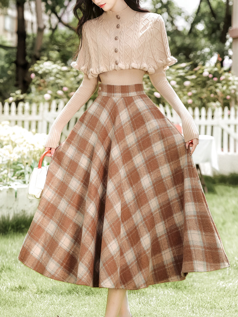 3PS Brown Knitted Sweater Top Cape