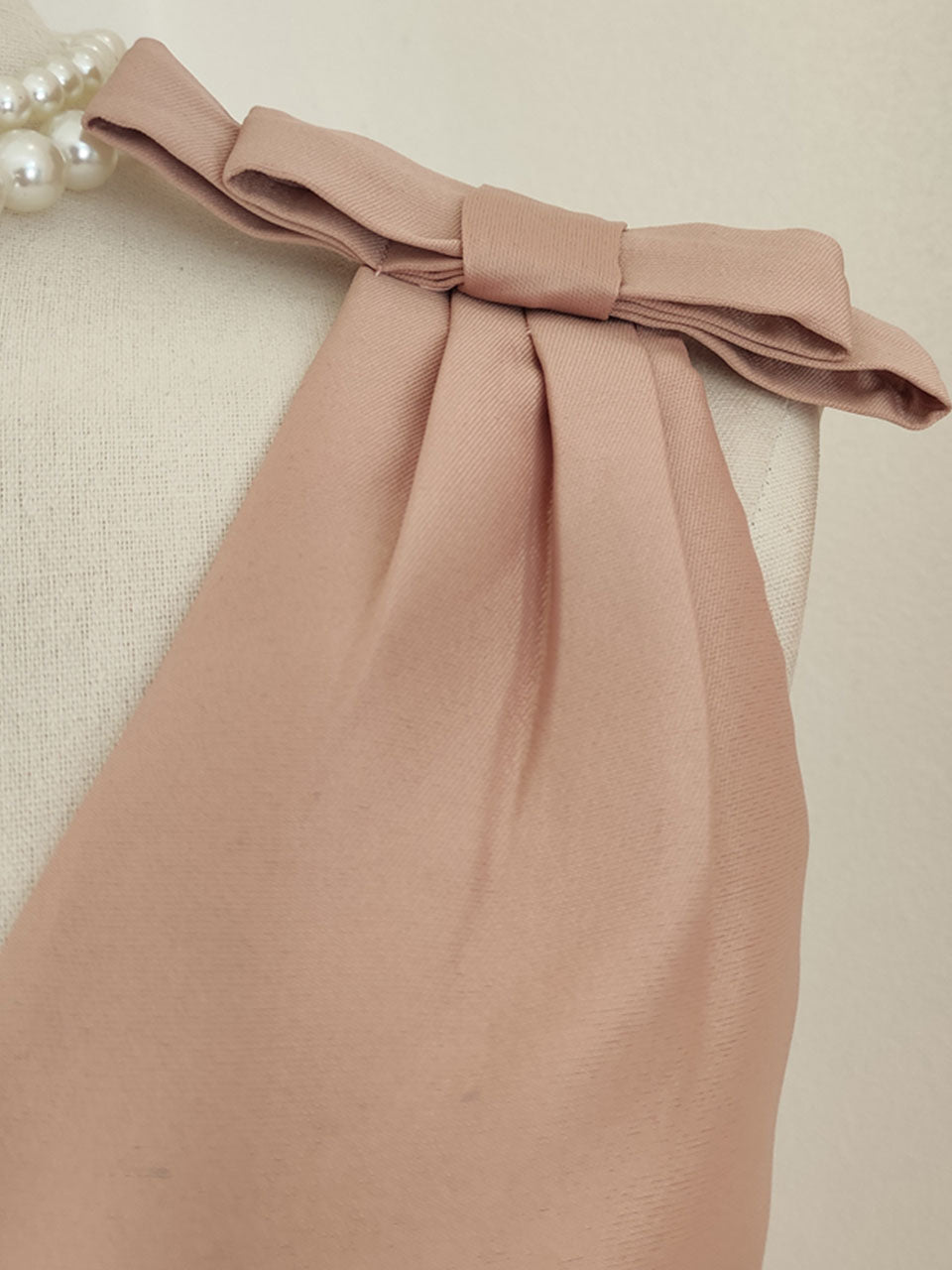 Rose Luxury Button V Neck High Waist Swing Party Dress