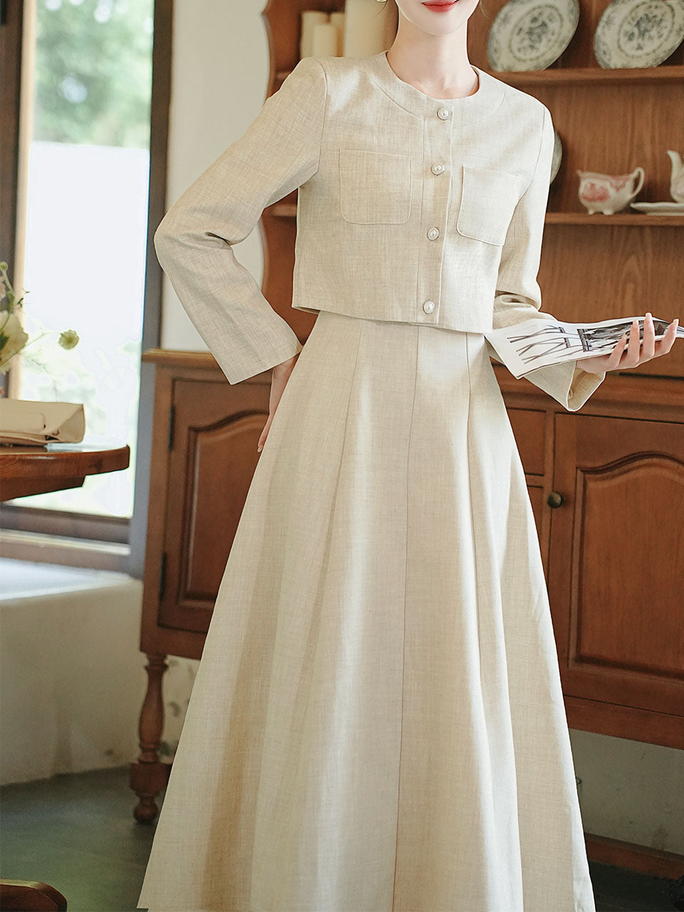 Apricot Linen Slip Dress