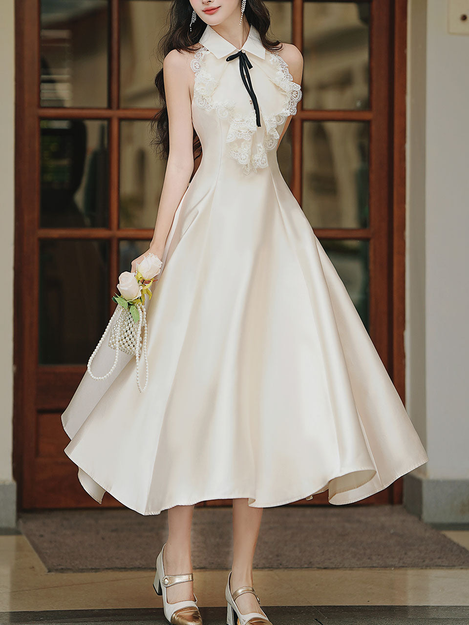 1950s Vintage Halter A-line Gown