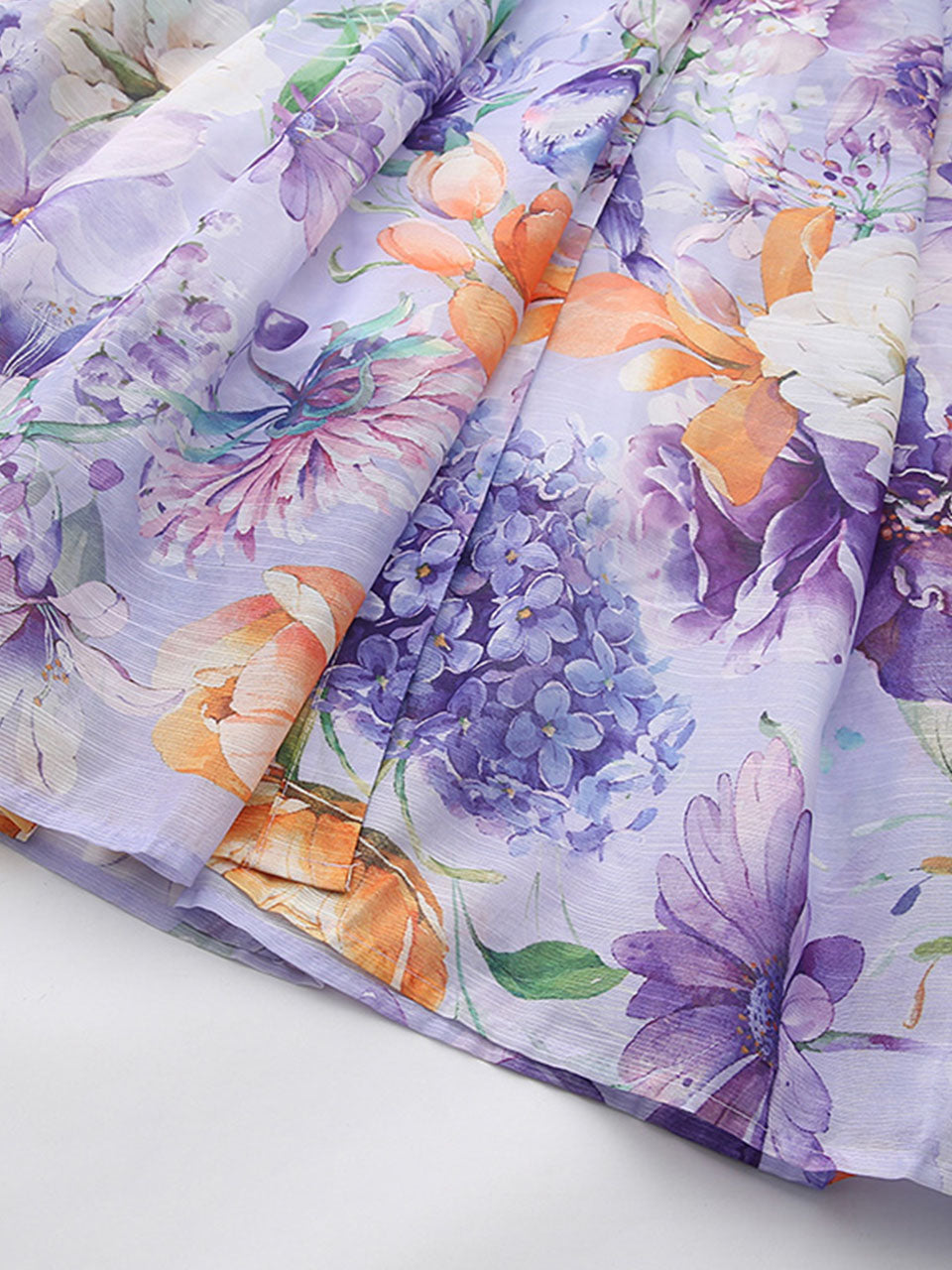 Short Dolman Sleeve Purple Floral Print Midi Dress
