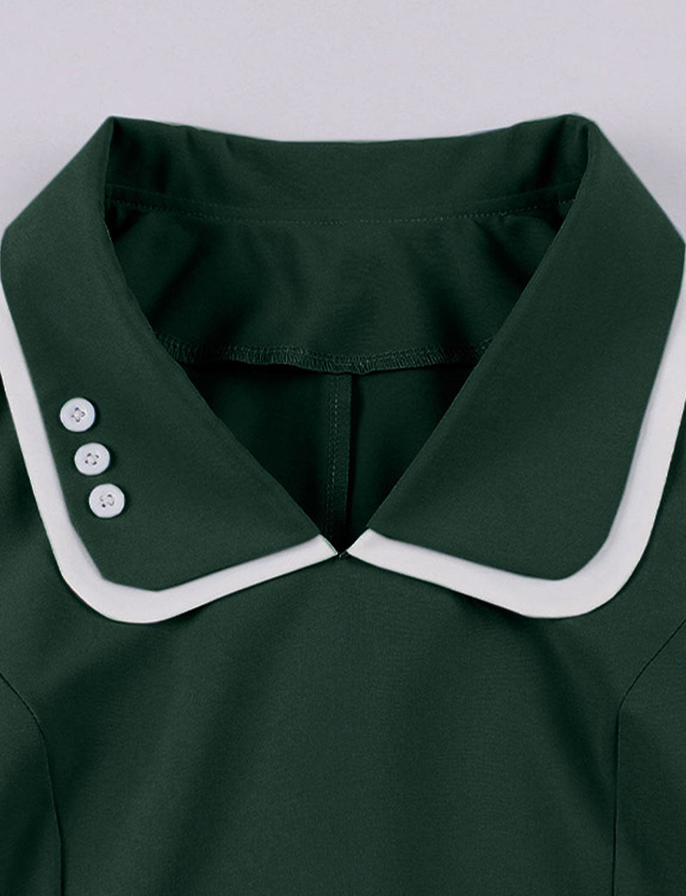 Dark Green Turn Down Collar Short Sleeve 1950S Vintage Dress