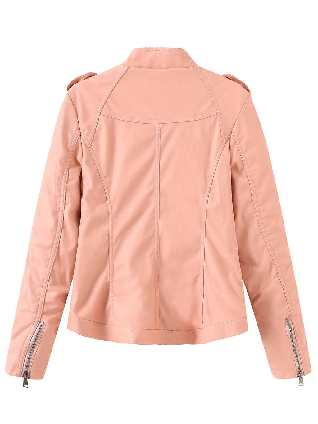 Brown Long Sleeve PU Leather Soft Jacket For Women