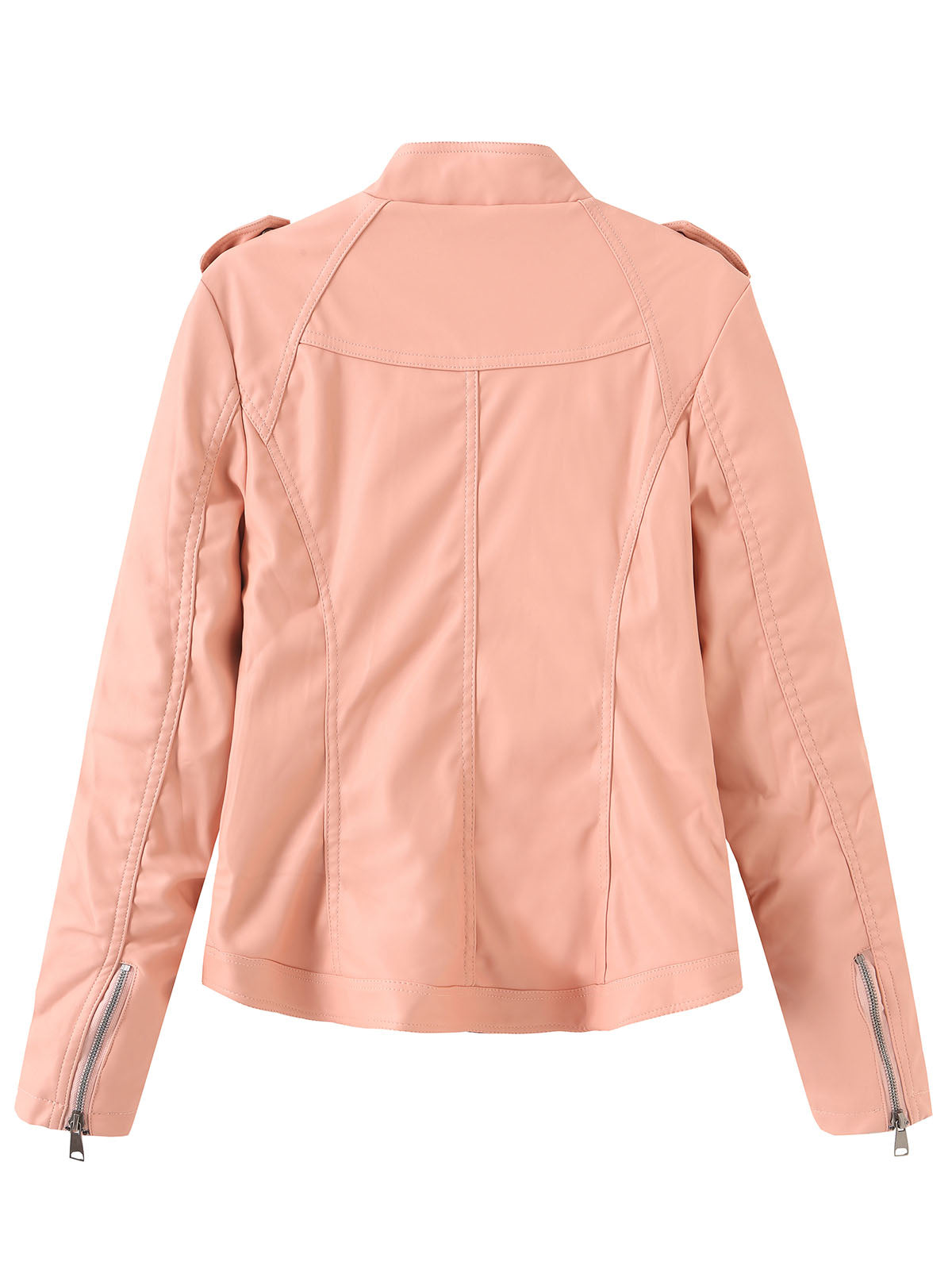 Brown Long Sleeve PU Leather Soft Jacket For Women