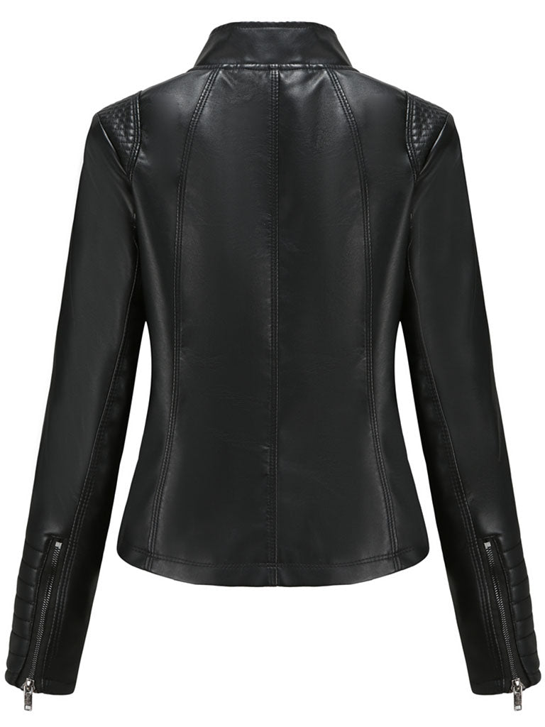 5 Color Long Sleeve PU Leather Motorcycle Jacket