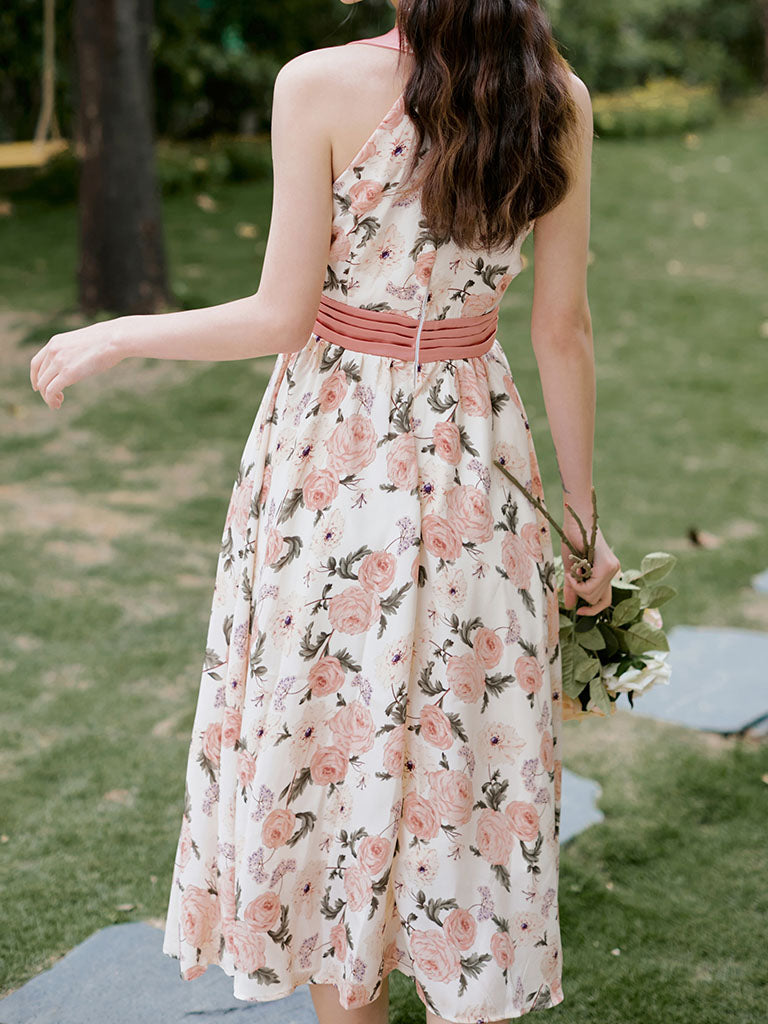Rose Halter 1950S Vintage Dress Swing Dress