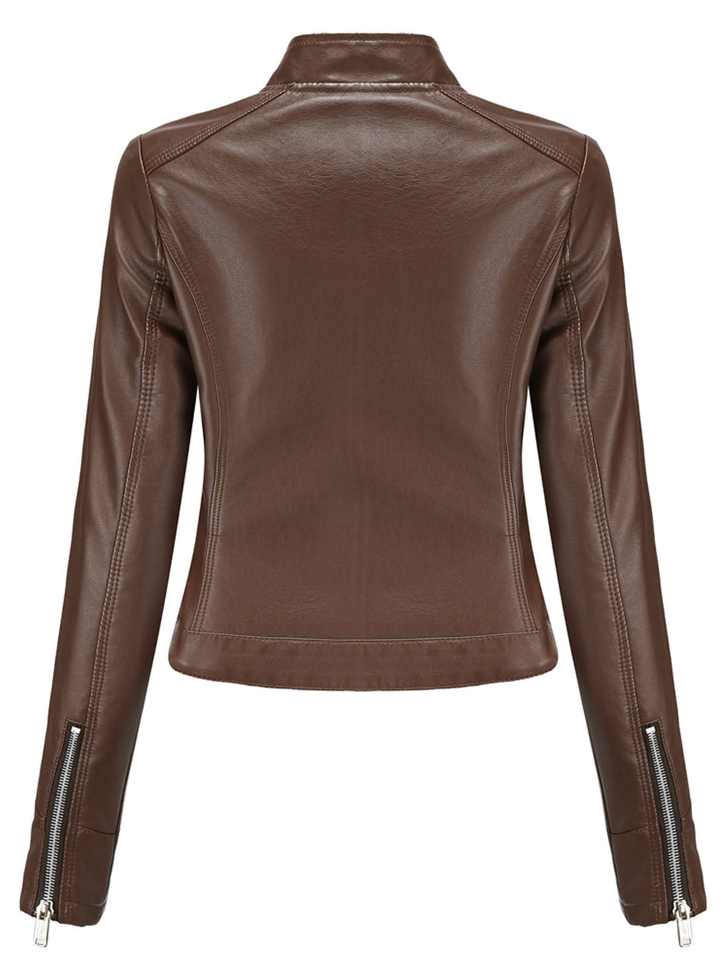 Crop Coat Long Sleeve PU Leather Motorcycle Jacket