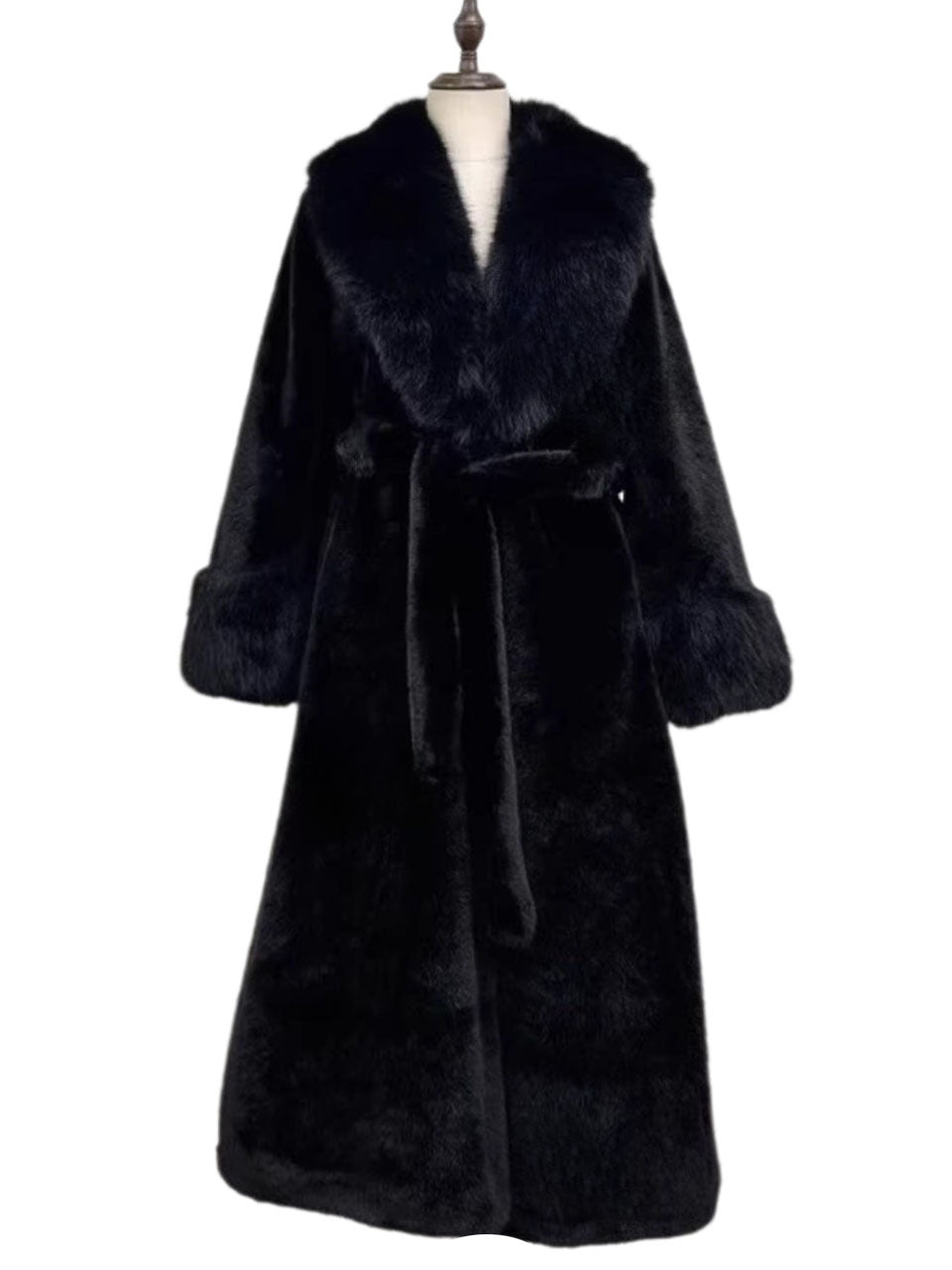 Faux Fur Coat Luxury Knee-Length Long Sleeve Maxi Winter Coat