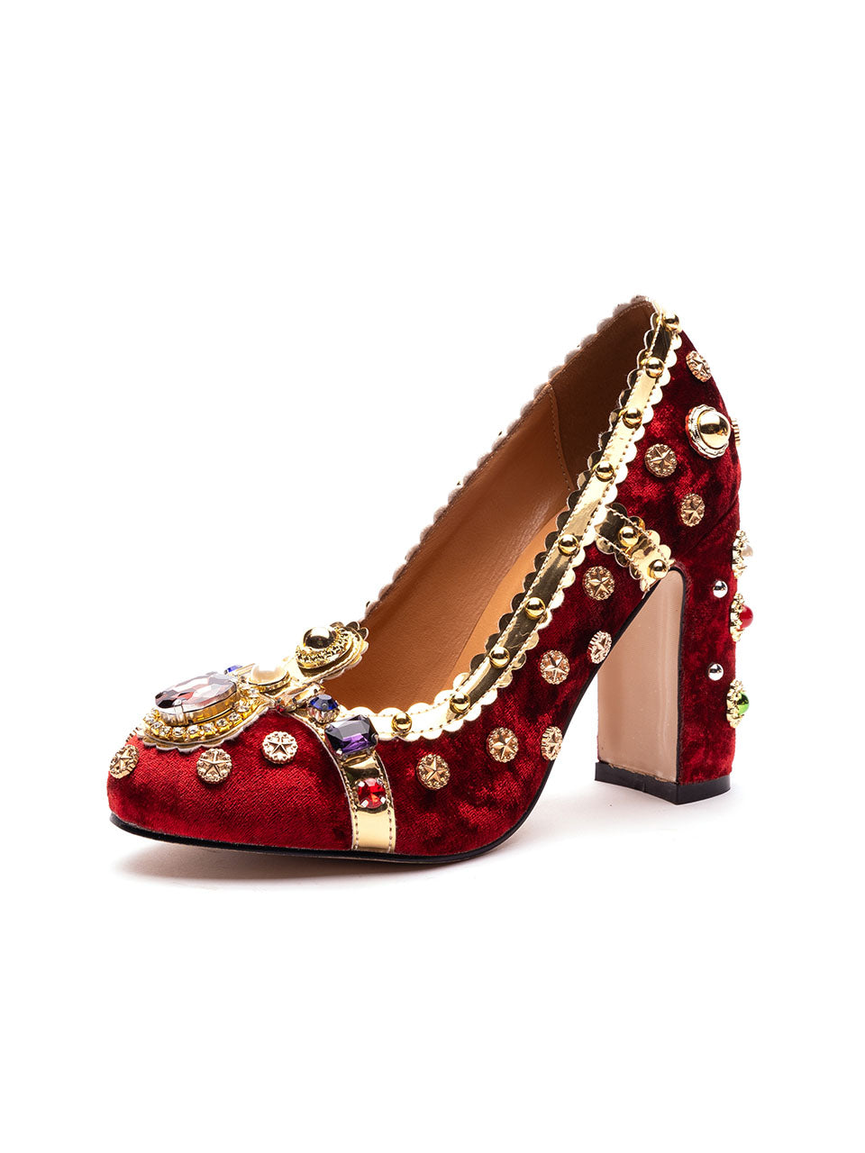 10CM Luxury Pearls And Diamonds Chunky Heels Retro Shoes