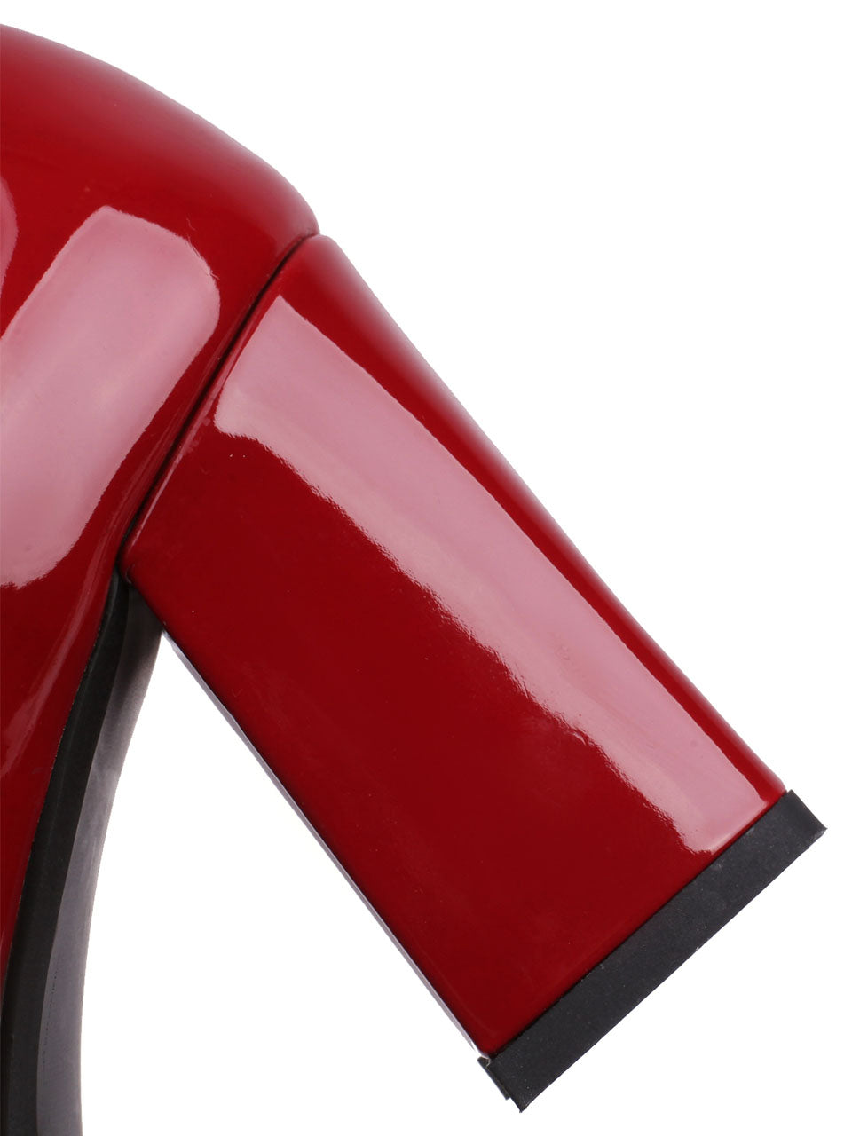 8CM High Heel Wine Red Square-Toe Platform Mary Jane Pump